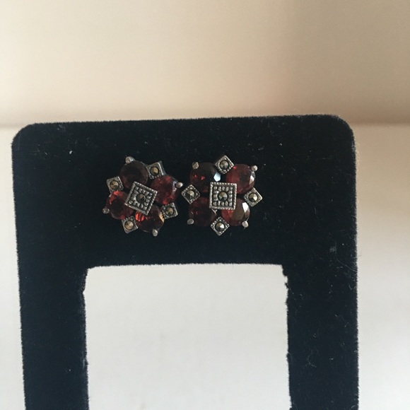Garnet hemalyka 925 sterling silver earrings⭐️ - Picture 12 of 15